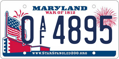 MD license plate 0AF4895