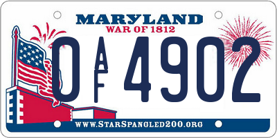 MD license plate 0AF4902