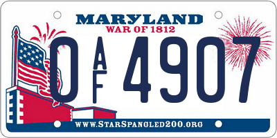 MD license plate 0AF4907