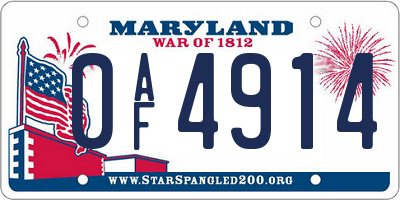 MD license plate 0AF4914