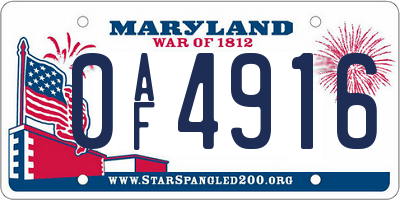 MD license plate 0AF4916