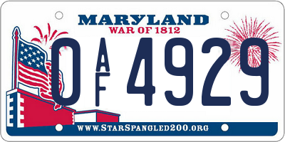 MD license plate 0AF4929