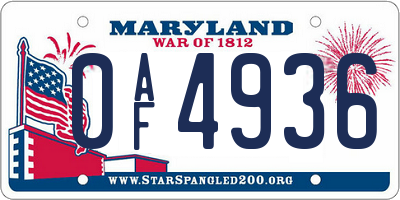 MD license plate 0AF4936