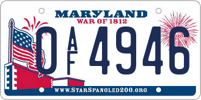 MD license plate 0AF4946