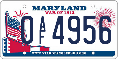 MD license plate 0AF4956