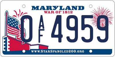 MD license plate 0AF4959