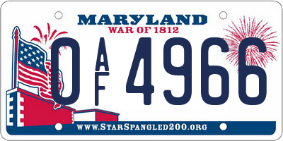 MD license plate 0AF4966