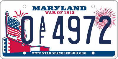 MD license plate 0AF4972
