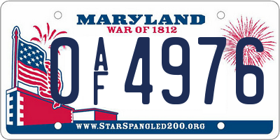 MD license plate 0AF4976