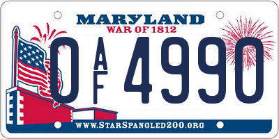 MD license plate 0AF4990