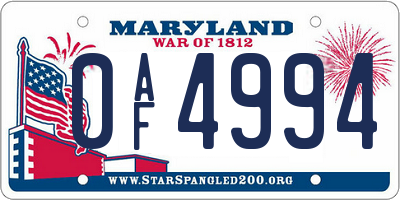 MD license plate 0AF4994
