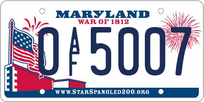 MD license plate 0AF5007
