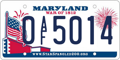 MD license plate 0AF5014