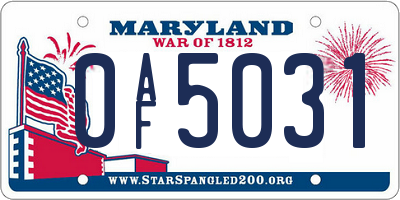 MD license plate 0AF5031
