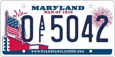 MD license plate 0AF5042