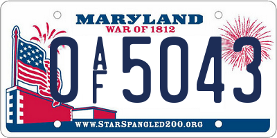 MD license plate 0AF5043
