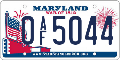 MD license plate 0AF5044
