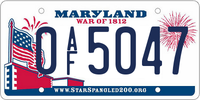 MD license plate 0AF5047