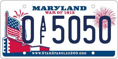 MD license plate 0AF5050