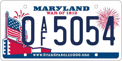 MD license plate 0AF5054