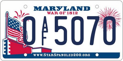 MD license plate 0AF5070