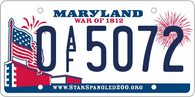 MD license plate 0AF5072