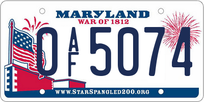 MD license plate 0AF5074