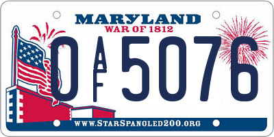 MD license plate 0AF5076