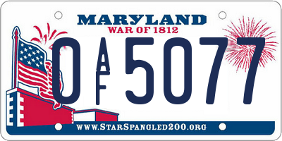 MD license plate 0AF5077
