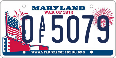 MD license plate 0AF5079