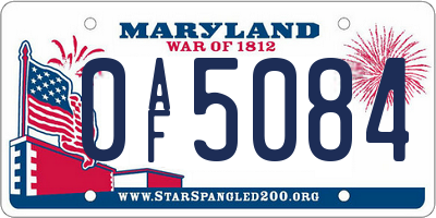 MD license plate 0AF5084