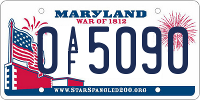 MD license plate 0AF5090