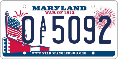 MD license plate 0AF5092