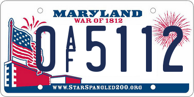 MD license plate 0AF5112
