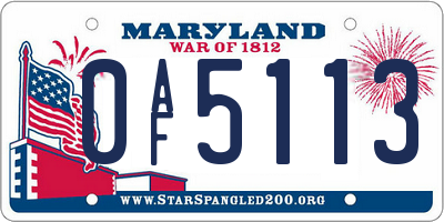 MD license plate 0AF5113