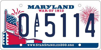 MD license plate 0AF5114