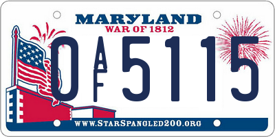MD license plate 0AF5115