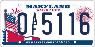 MD license plate 0AF5116