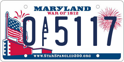 MD license plate 0AF5117