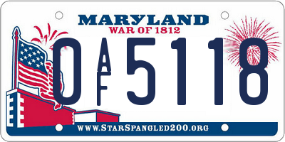 MD license plate 0AF5118