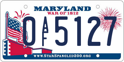 MD license plate 0AF5127