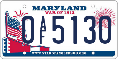 MD license plate 0AF5130