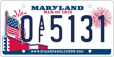 MD license plate 0AF5131