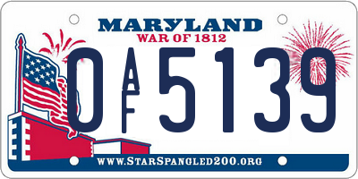 MD license plate 0AF5139