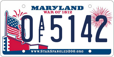 MD license plate 0AF5142