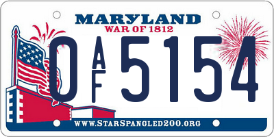 MD license plate 0AF5154