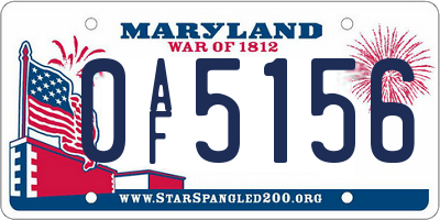 MD license plate 0AF5156