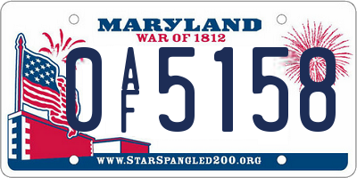 MD license plate 0AF5158