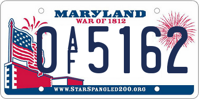 MD license plate 0AF5162