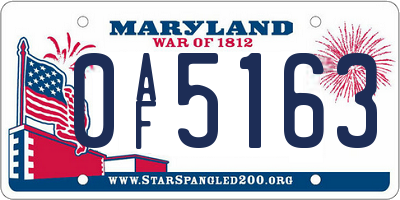 MD license plate 0AF5163
